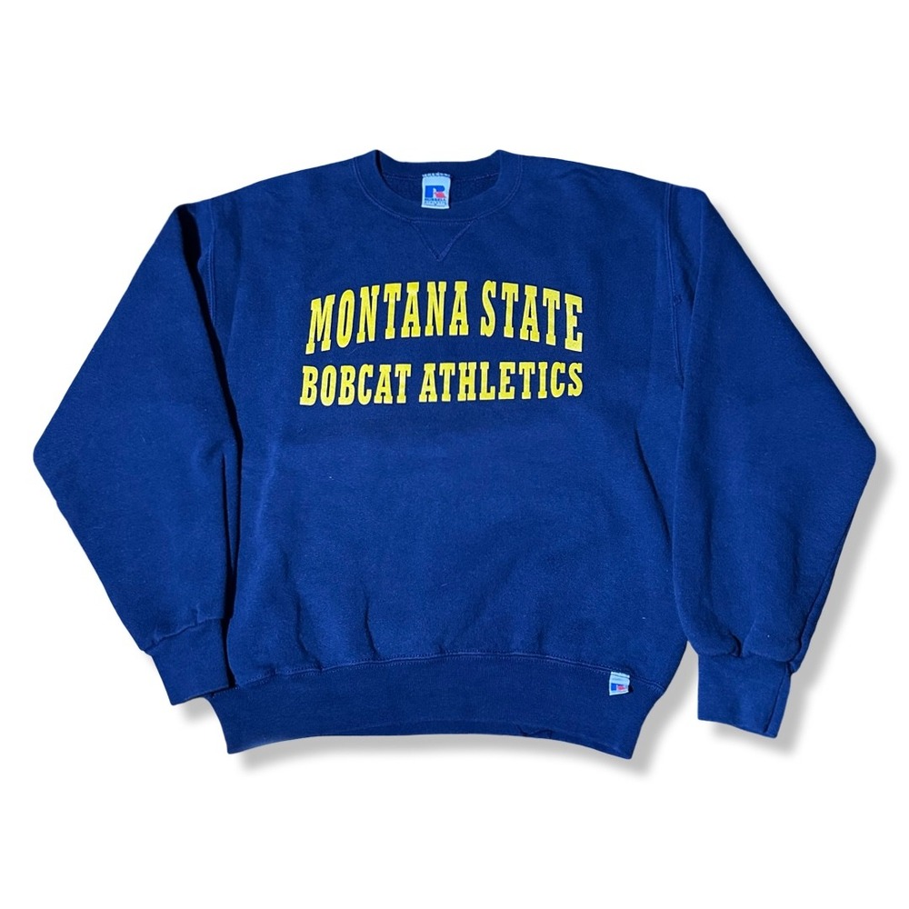 Russell Athletic Sweatshirt Mens S Blue Excellent Montana State Bobcat Athletics